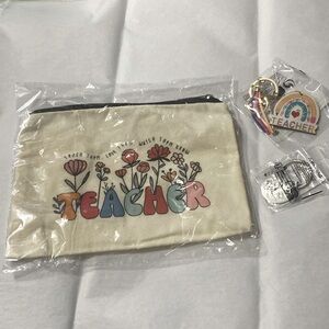 Teacher “Thank You” bundle: cosmetic bag and two keychains. Perfect gift!